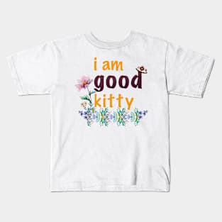 I am good kitty, Flower Ikat Kids T-Shirt